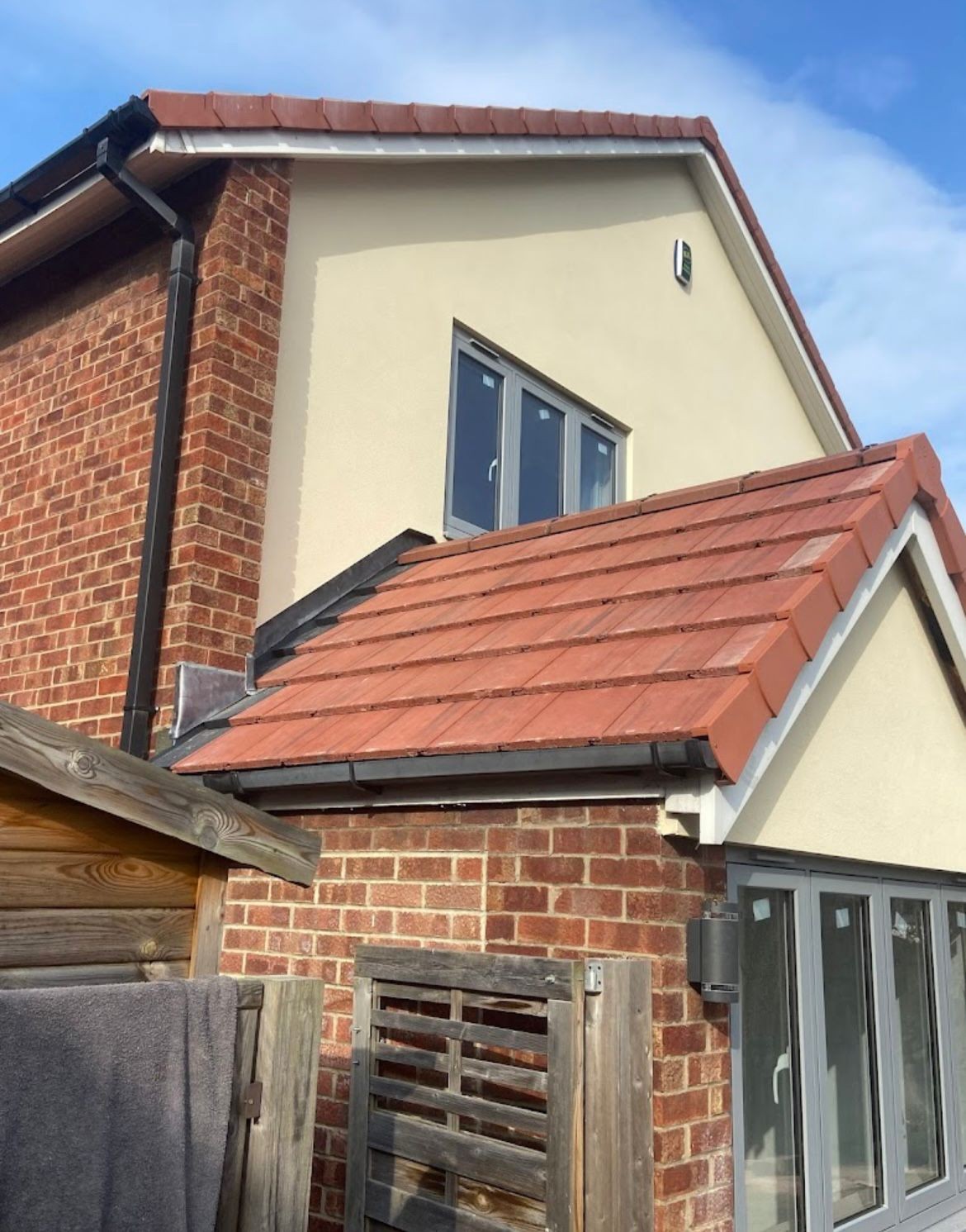 New white uPVC fascias, soffits and black guttering fitted to a Yorkshire home